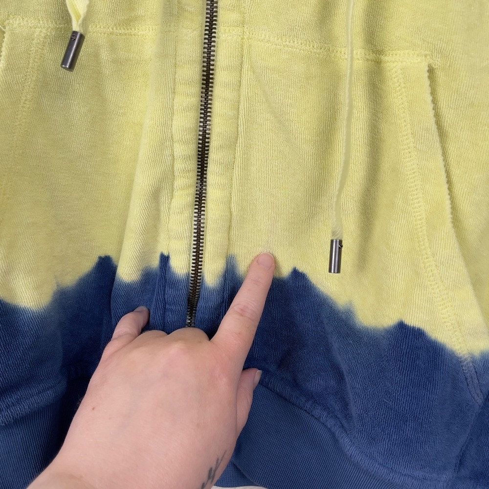 ATM Anthony Thomas Melillo Zip Hoodie Dip-Dyed French Terry Large Blue Yellow - Picture 6 of 9